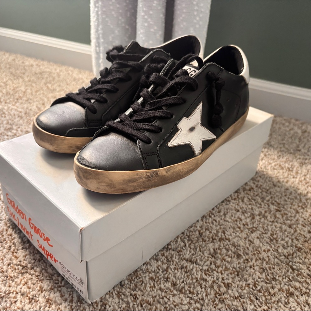 Golden Goose Black and White Star Sneakers size 7